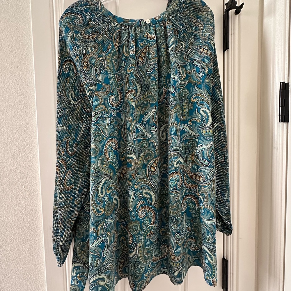 J. Jill Teal Paisley Long-Sleeve Blouse - Picture 5 of 5
